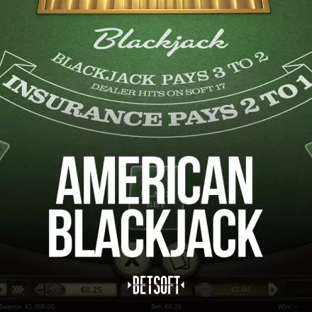 American Blackjack logo – Table Games by Betsoft Gaming at Spin247 Casino