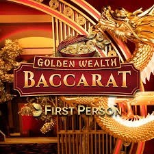 Golden Wealth Baccarat slot logo by Evolution at Spin247 Casino